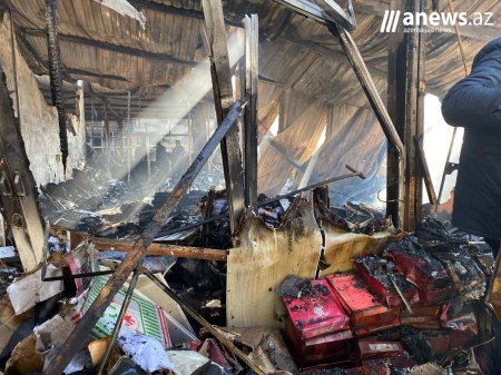 Sədərək Ticarət mərkəzində yanğından - FOTOREPORTAJ